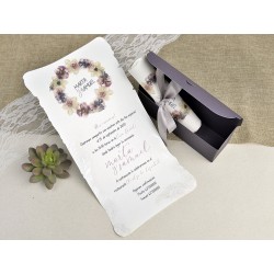 Invitación tipo caja vintage con encaje