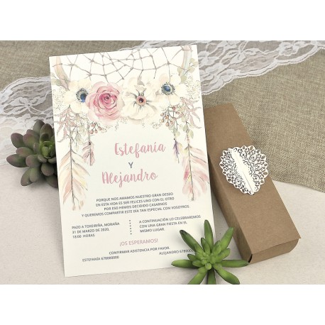 Invitación tipo caja caramelo