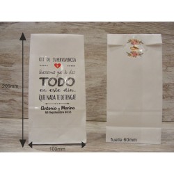 Bolsa kraft blanca 10x20x6 con pegatina