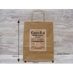 Bolsa kraft marron 32x24x12cm con pegatina