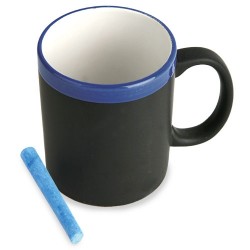 Taza pizarra borde azul