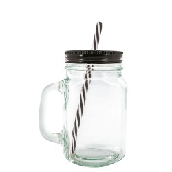Jarra de cristal con pajita negra