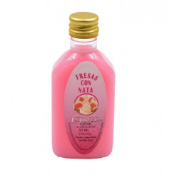 Licor fresas con nata en botella petaca 50ml.