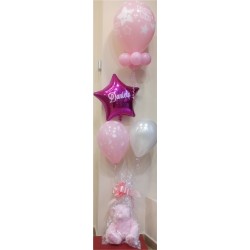 Composición de globos con peluche