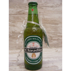 Pack comunión pegatina + abridor cerveza Heineken 25cl